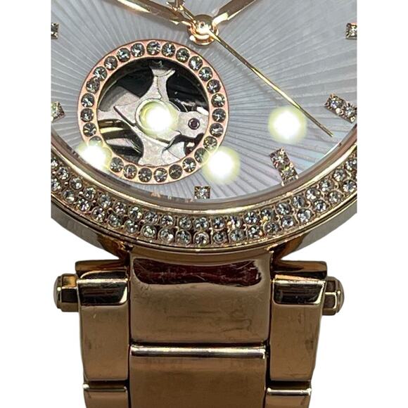 Michael Kors Parker Mother Of Pearl Watch Rose Gold Tone Stainless Steel Crystal - Picture 11 of 16